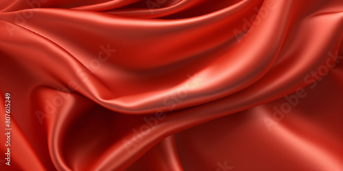 Red silk background, flowing red cloth 3D rendering