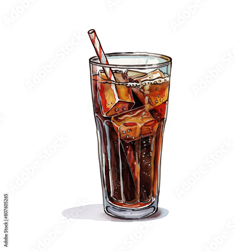 cola glasses watercolor digital painting good quality