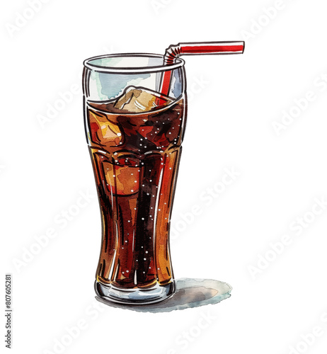 cola glasses watercolor digital painting good quality