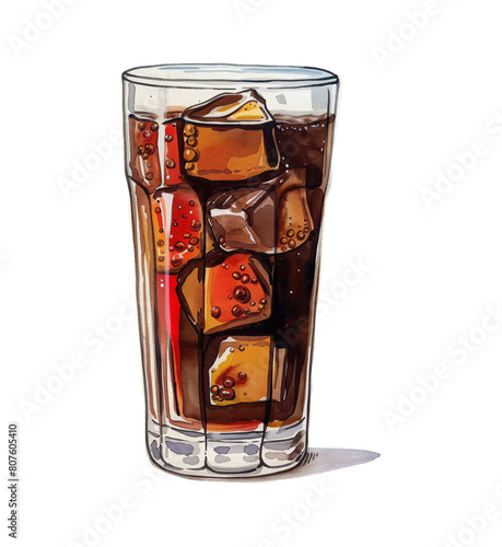 cola glasses watercolor digital painting good quality