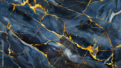 Vivid lemon midnight blue marble design with golden streaks portraying a luxurious faux stone appearance