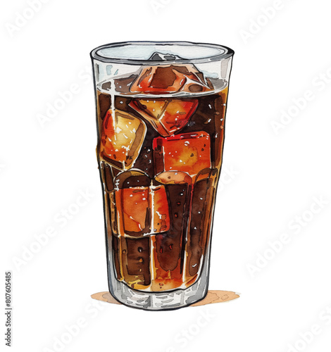 cola glasses watercolor digital painting good quality