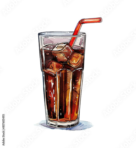 cola glasses watercolor digital painting good quality