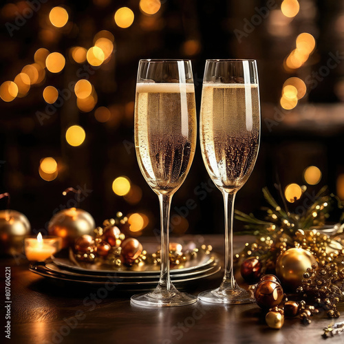 champagne celebration drink wine in gold colored background