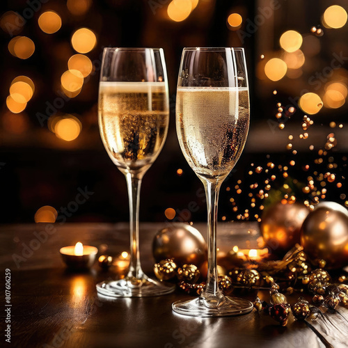 champagne celebration drink wine in gold colored background