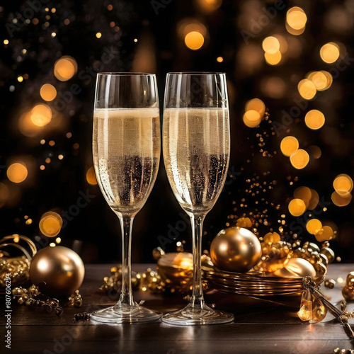 champagne celebration drink wine in gold colored background