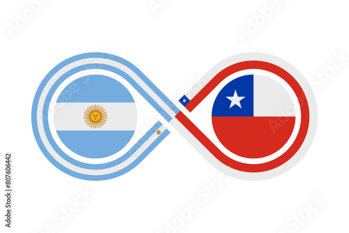 unity concept. argentina and chile flags. vector illustration isolated on white background