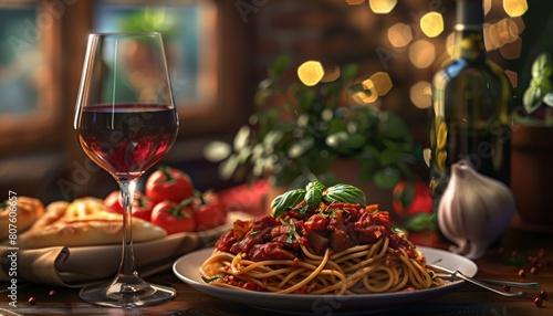 red wine pasta dinner