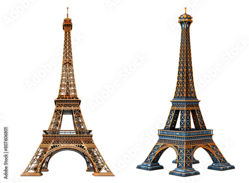 paris eiffel tower isolated on a transparent PNG background, white background , cut out, clipping path, Generative Ai photo