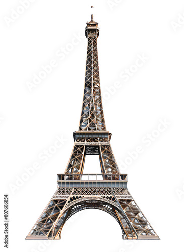 The Eiffel Tower isolated on a transparent PNG background, white background , cut out, clipping path, Generative Ai