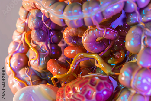 Depicting the impact of gut health on overall wellness in a digital art piece, super realistic photo