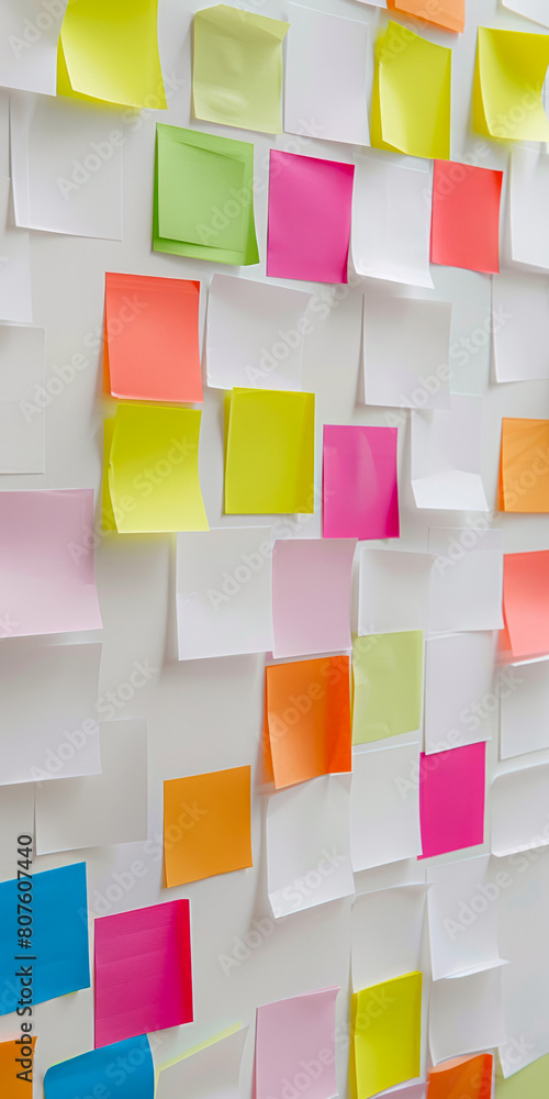 Lots Of Colored Square Stickers On White Wall For Background Created Using Artificial Intelligence Lots Of Colored Square Stickers On White Wall For Background Created Using Artificial Intelligence