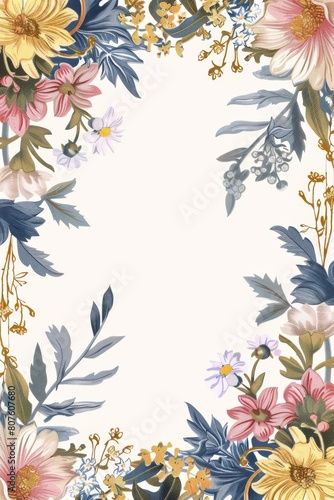 Floral Frame on White Background