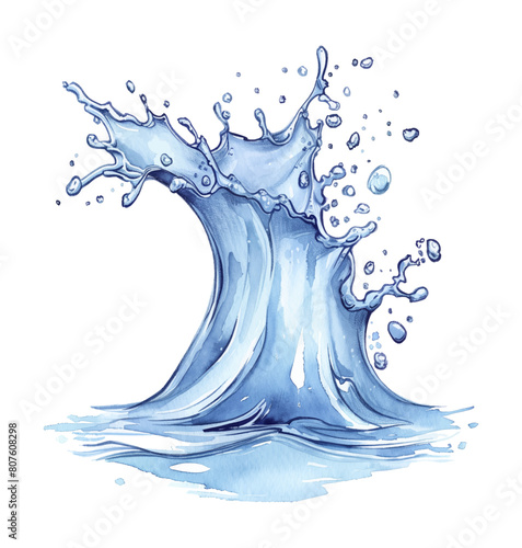 blue water splash watercolor digital painting good quality