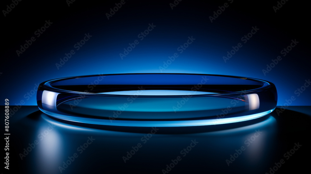 A blue ring is shown in a dark background A blue ring is shown in a dark background