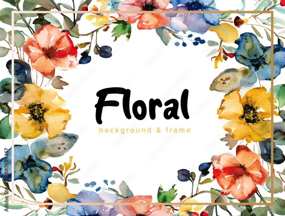 Floral border frame vector background Stock Vector | Adobe Stock
