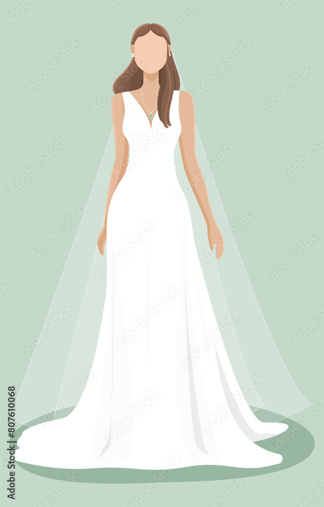 Women in Wedding Dress Clip Art Print