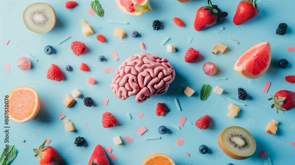 Food for brain on bright background. Food for brain on bright background.