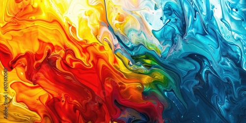 an image portraying an abstract composition of fluid acrylic paint, showcasing layers of vibrant colors merging together in a visually stunning display of movement and vitality