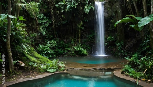 A hidden waterfall cascading into a jungle pool upscaled 2