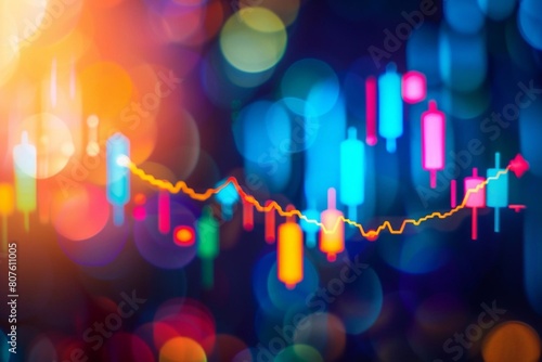 Vector abstract illustration of a chart showing the rise and fall of a stock table on a blurred background.