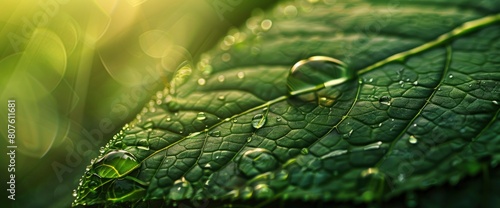 Experience The Beauty Of Nature Up Close With A Close-Up Macro Detail Photo Of A Green Leaf With Drops Of Water, Background HD For Designer 