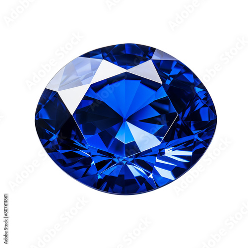 Blue shiny round gemstone on the transparent background