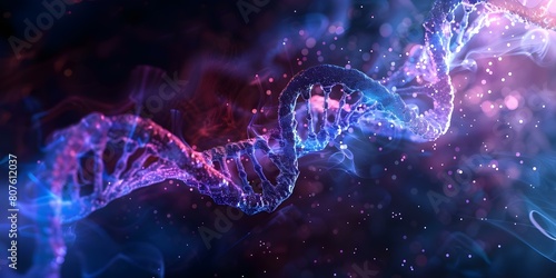 Designed visually appealing image representing specifications as Innovative Digital DNA Molecule. Concept For a visually appealing image representing "Innovative Digital DNA Molecule