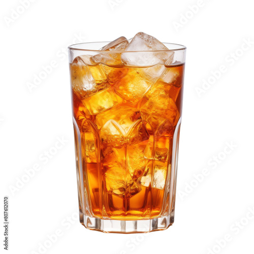 Iced tea in a glass with ice cubes