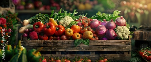 Experience The Freshness Of Raw Organic Spring Produce Showcased In A Farmer S Market Box  Background HD For Designer 