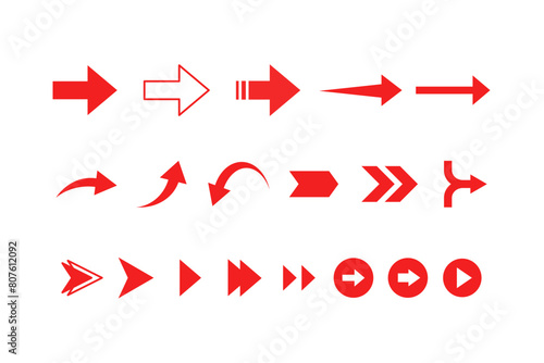 Simple set of red arrows, up, dawn, right