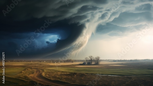 mesmerizing tornado, tornado and wide fields, rainy season photo