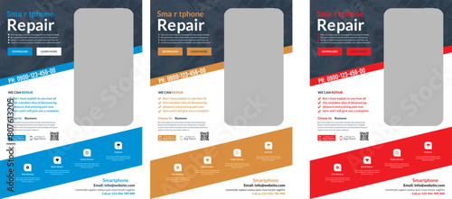Phone repair service  flyer template, Smartphone Repair Service flyer template A4 size