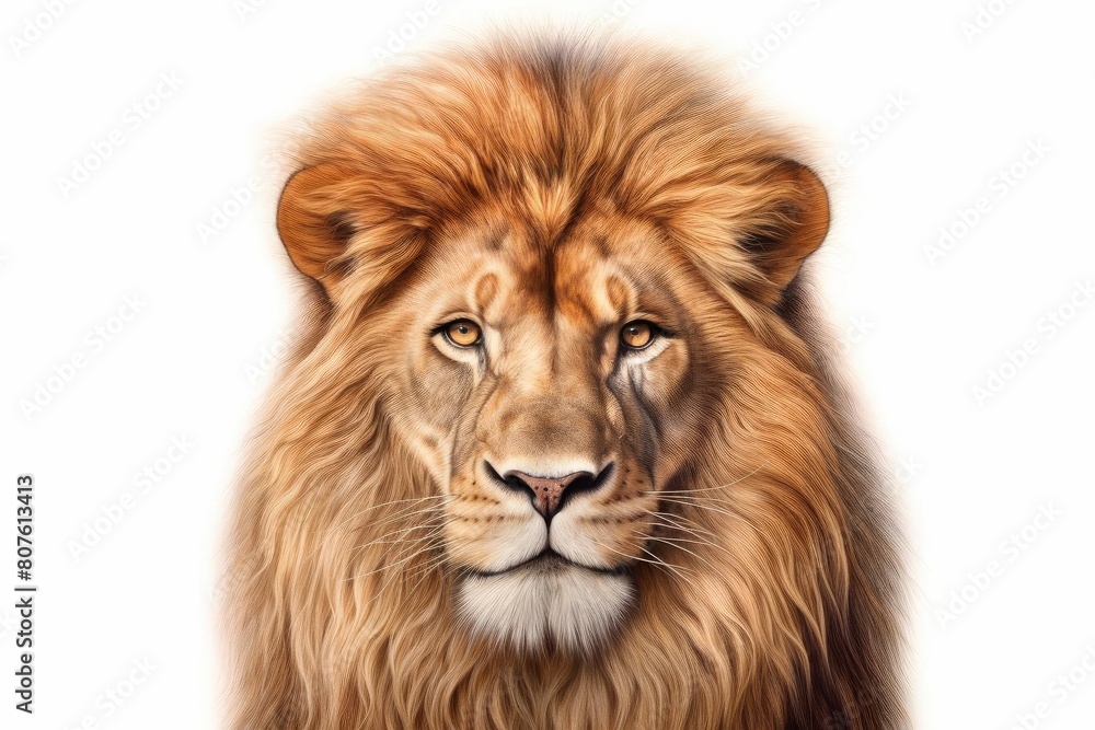 Portrait of A Lion on A White Background Portrait of A Lion on A White Background