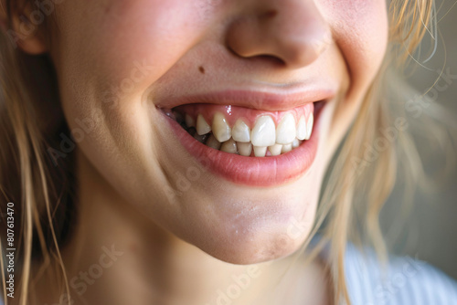 a close up of a woman s mouth