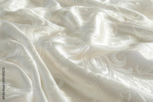 Realistic white silk pictures Printed with exquisite Thai patterns represents luxury