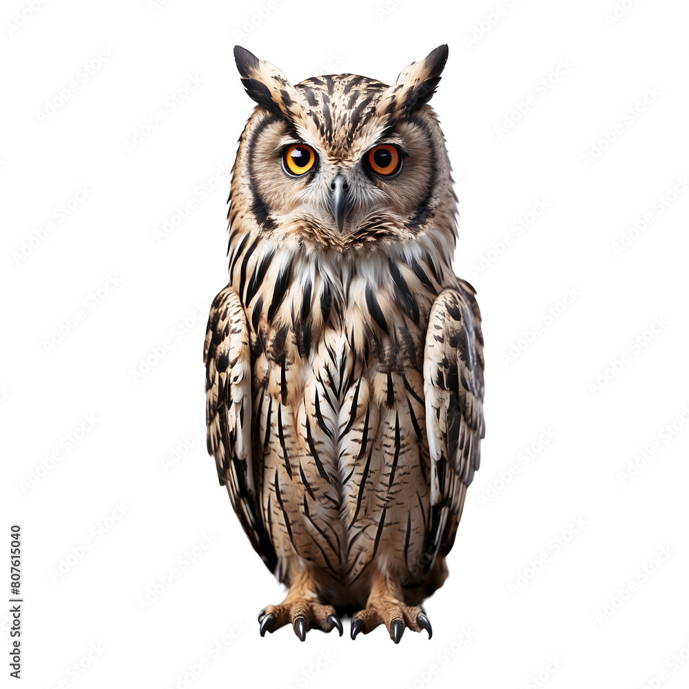 Obraz premium Eagle owl Isolated on Transparent Background PNG Generative AI