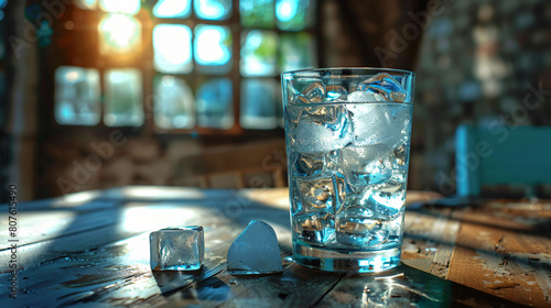 Glass of Ice on Table