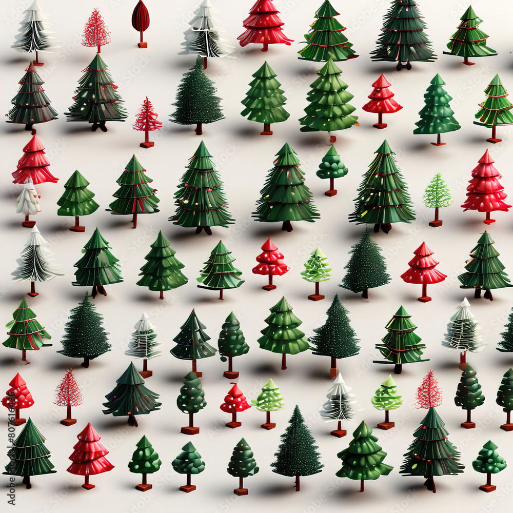 Cute Christmas tree on white background. Generative AI. Cute Christmas tree on white background. Generative AI.