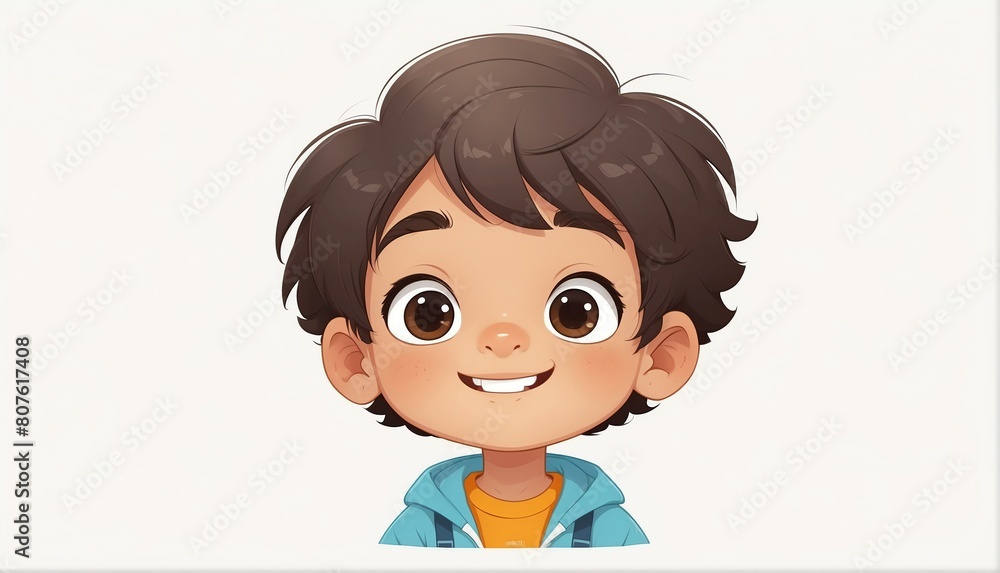 cute hispanic kid boy on plain white background from Generative AI