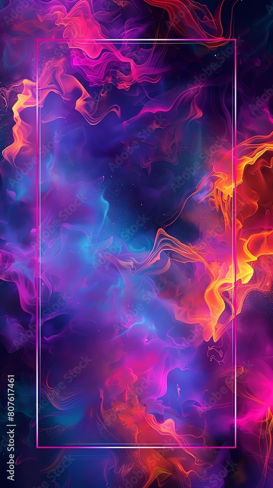 Fototapeta premium Design a banner featuring a vibrant neoncolored frame surrounding an area for text entry The background showcases a mesmerizing gradient color scheme