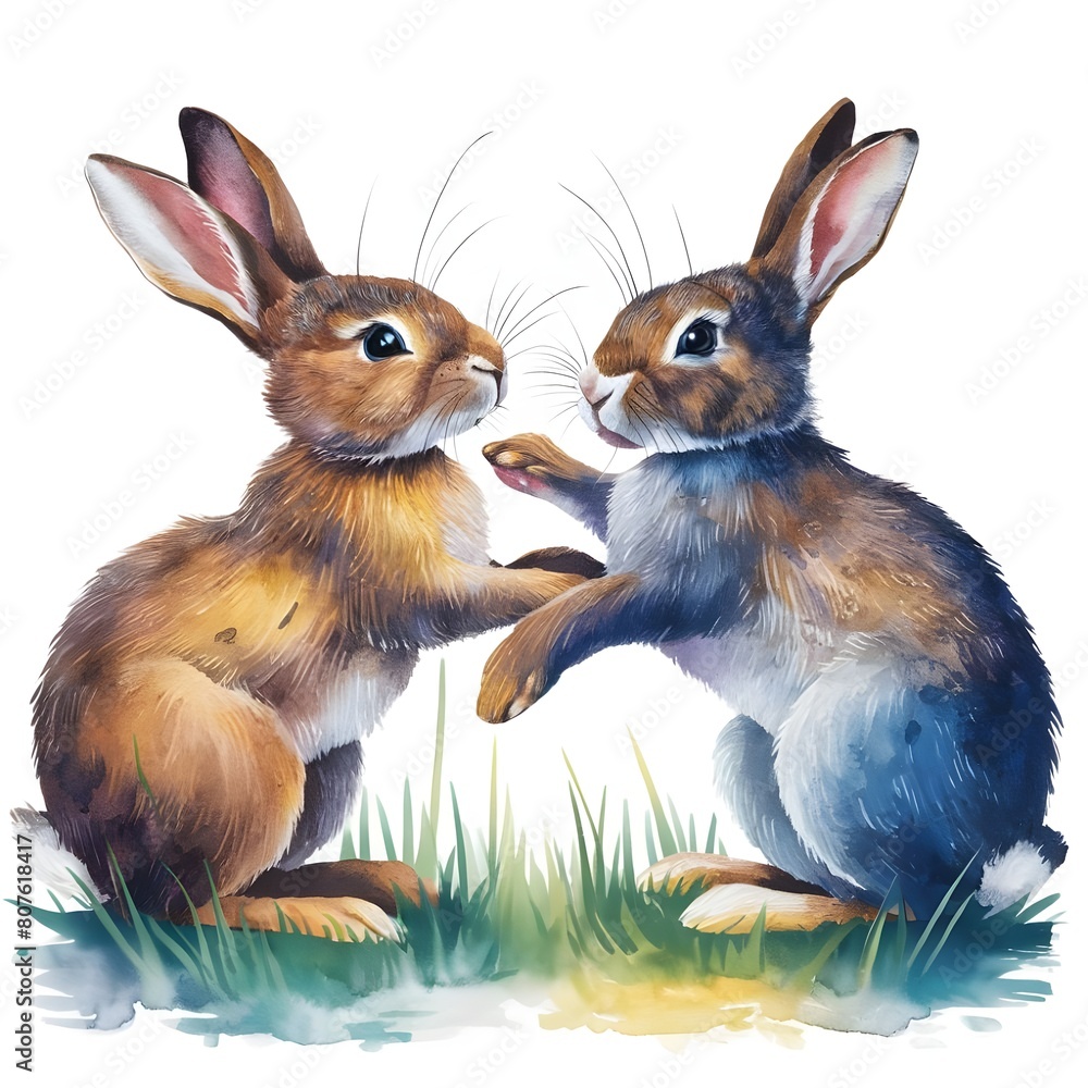Fototapeta premium two rabbits in a row