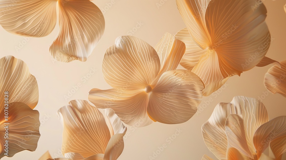 Stylish poster featuring an artistic arrangement of rose petals floating, with ample negative space drawing attention to the flowers ephemeral beauty Stylish poster featuring an artistic arrangement of rose petals floating, with ample negative space drawing attention to the flowers ephemeral beauty