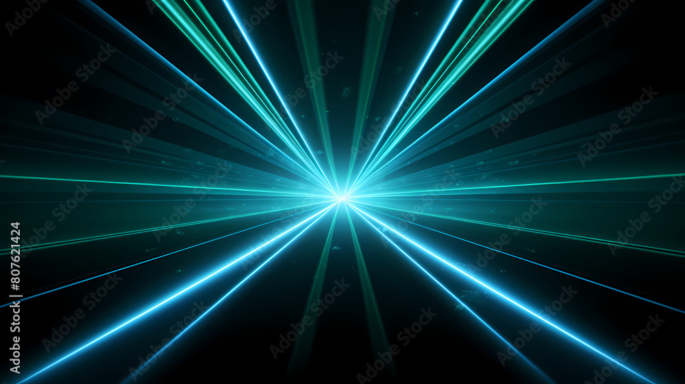 Abstract futuristic background with blue glowing rays and speed lines