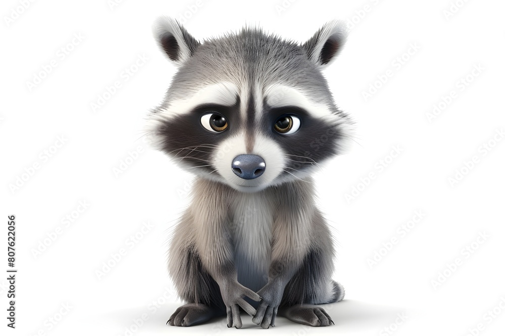 Curious Woodland Creature Cartoon Raccoon Portrait
