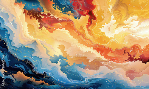 Vivid multicolored smoke swirls blending into a dynamic backdrop. Generate AI