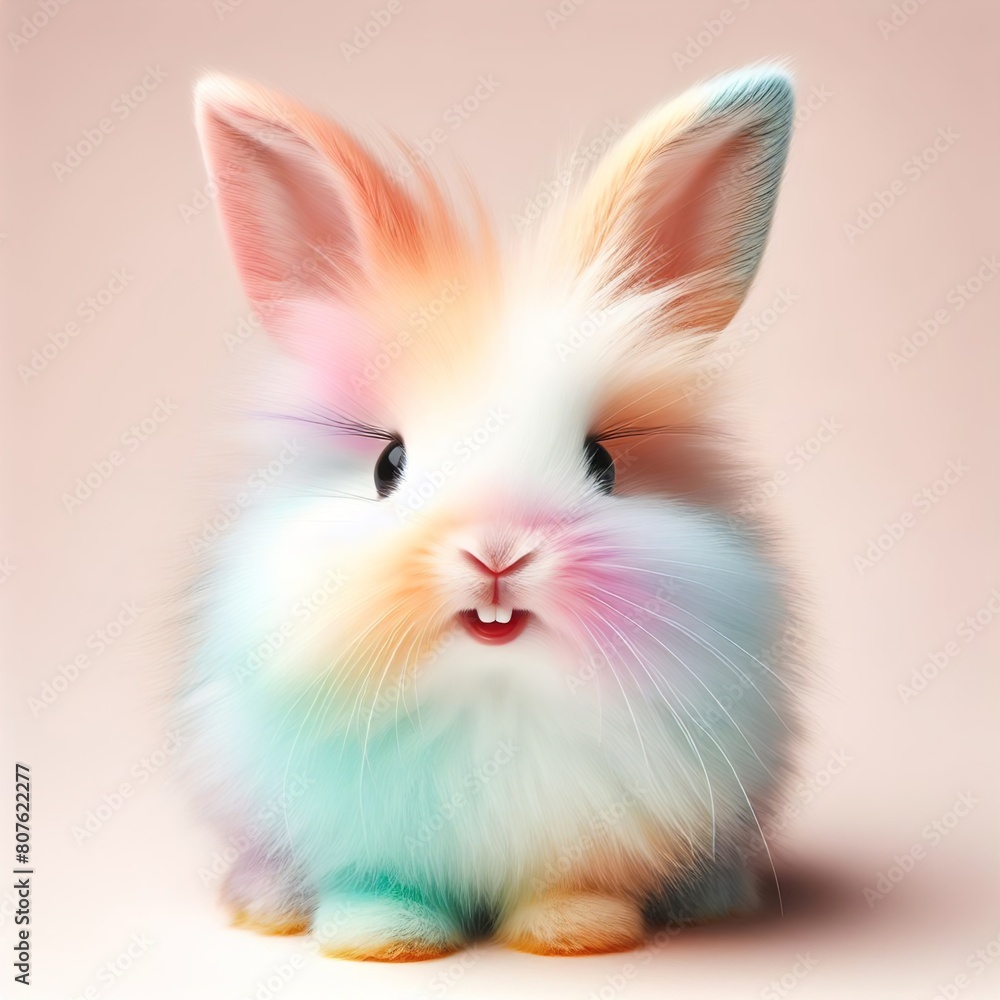 Obraz premium Rainbow colored baby rabbit