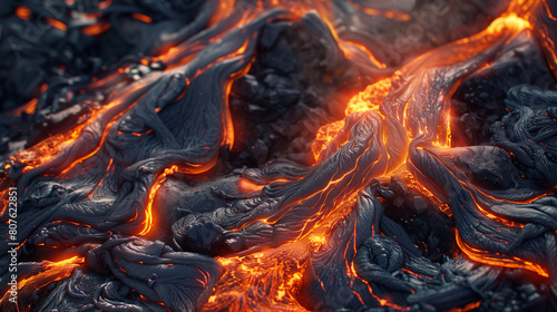 Close-up of molten lava flow from volcano 2