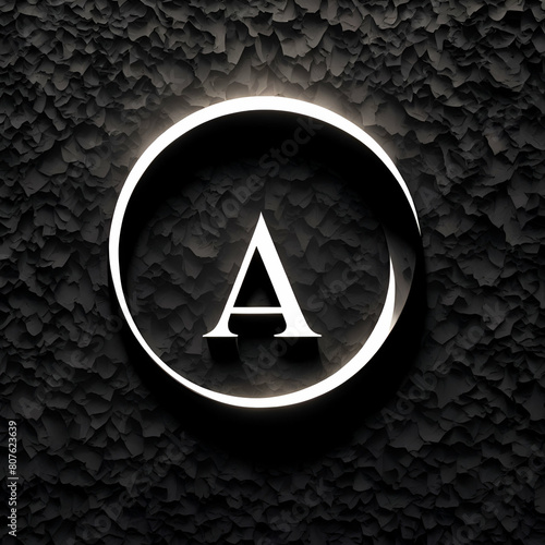 Alphabet A on a black backgruond photo