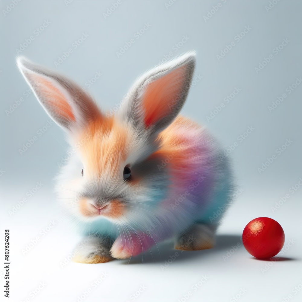 Obraz premium Rainbow colored baby rabbit